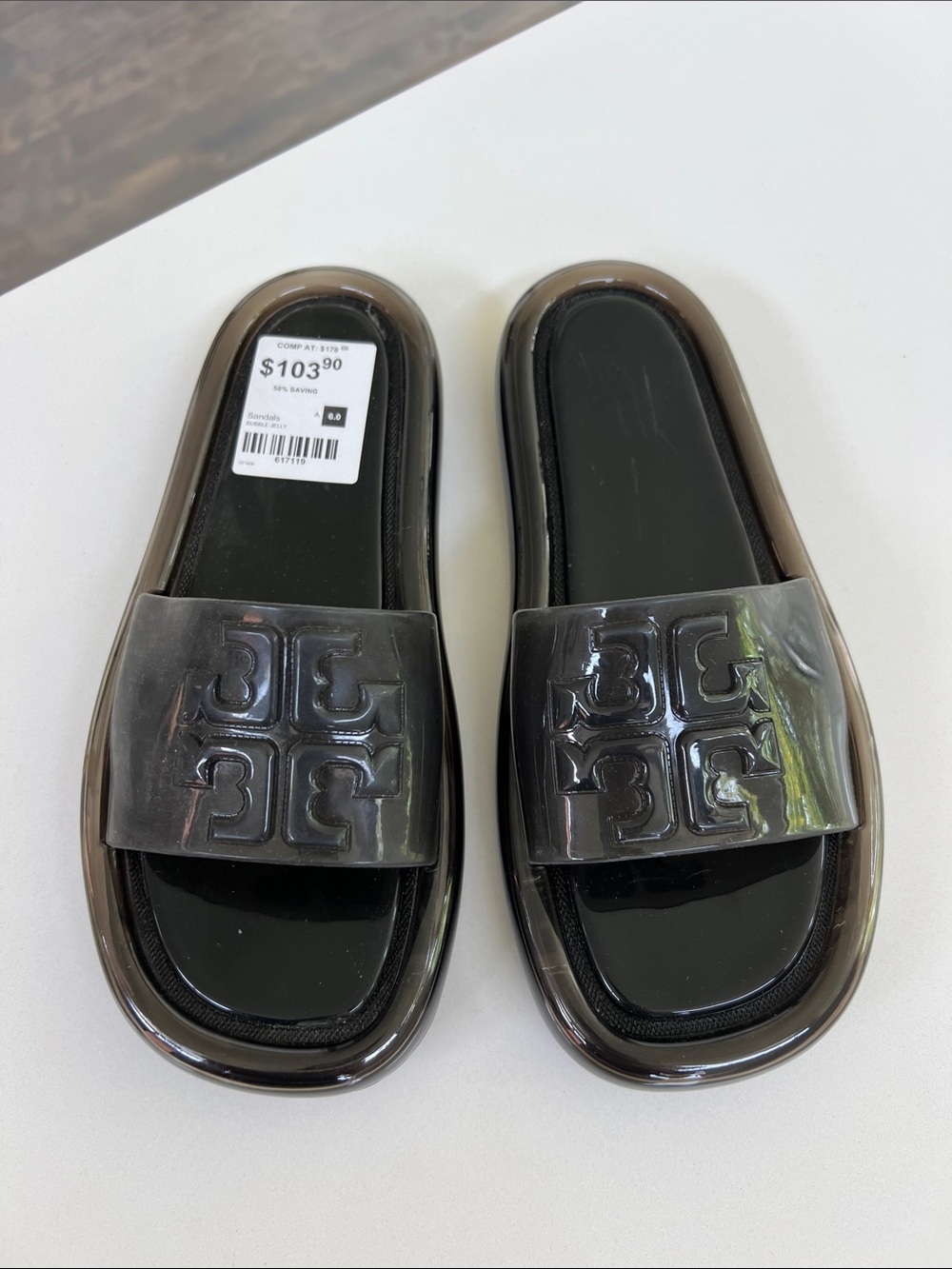 Tory Burch perfect black 004 bubble jelly open toe sandals size 6 - Picture 2 of 11